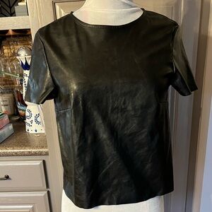 Divided by H&M Faux Black Leather Top with Lace Up Back